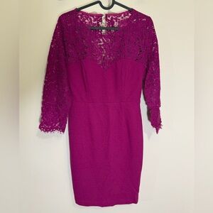 Lulu's Fuchsia Lace Long Sleeve Dress
